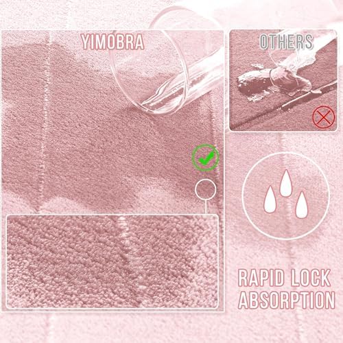 Yimobra Large Bath Mat 36"x24", Super Soft Quick Dry Memory Foam Bathroom Rug, Water Absorbent, Non Slip Backing Machine Washable for Tub Shower, Thick Comfort Support, Pink - Image 4