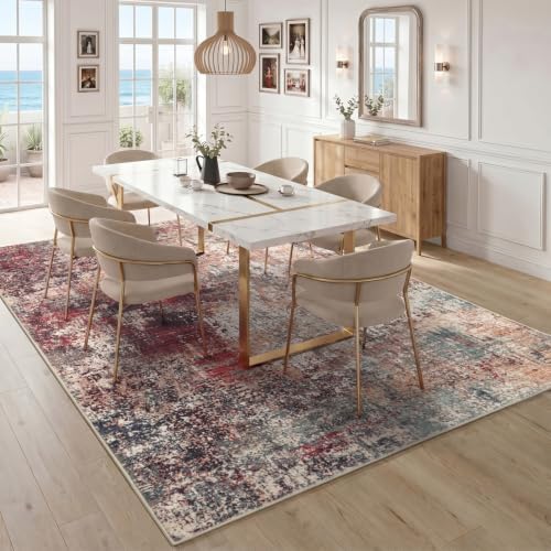 Stiio 5x7 Area Rugs for Living Room, Washable Rust Red Green Large Rug - Image 3
