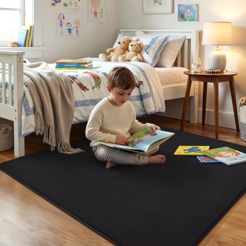 Amearea 4x4 Square Area Rugs for Bedroom Living Room, Black Memory Foam Rug - Image 4