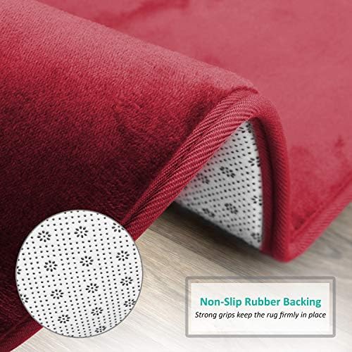 Clara Clark Bathroom Rugs, Velvet Memory Foam Bath Mat, Non-Slip, Machine Washable Bath Rugs - Dries Quickly, Ultra Soft Plush Bath Mats for Bathroom, 17 x 24, Burgundy Red - Image 4