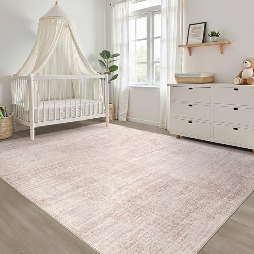 LOONGRUG 6x8 Area Rug Washable Neutral Modern Rug for Living Room Pink - Image 4