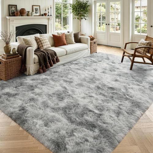 5x7 Tie-Dyed Grey Fluffy Soft Area Rug Non-Slip for Living Room Bedroom by ModernHomeDecor