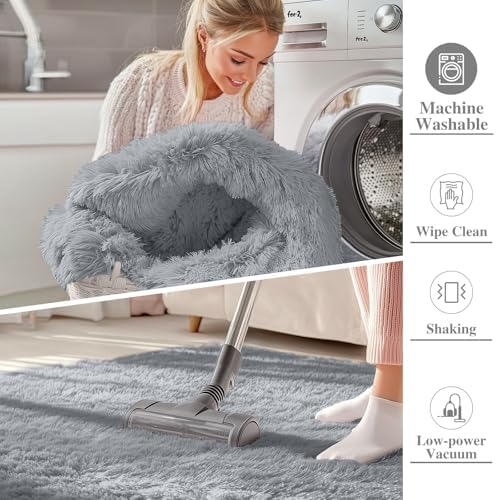 OLANLY Area Rugs for Living Room Bedroom, Machine Washable 4x5.9 ft Soft Fluffy Shaggy Bedside Rug, Indoor Floor Carpet for Kids Girls and Boys, Dorms, Nursery Rooms, Home Decor, Silver Grey - Image 2