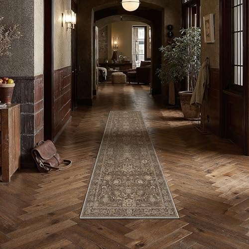 HUGEAR Hallway Runner Rugs 3x8 Brown Vintage Rug by HUGEAR