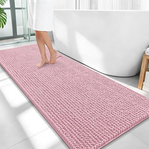 OLANLY Thick Chenille Bathroom Runner Rugs Mats 59x24, Dusty Rose by OLANLY