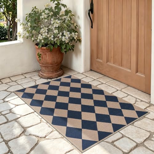 Easy Jute Kitchen Rug 2x3 Front Door Mat Washable Non Slip Entryway Rug Farmhouse Neutral Low Pil Carpet for Entryway Proch Doorway - Image 3