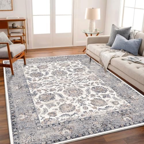 CHAMPLANT 6x9 Washable Area Rug Boho Chic Medallion Distressed Design Non-Shedding Easy Care Ideal for High Traffic Areas in Living Room Bedroom Office Kitchen Coffee Table Large Carpet by CHAMPLANT