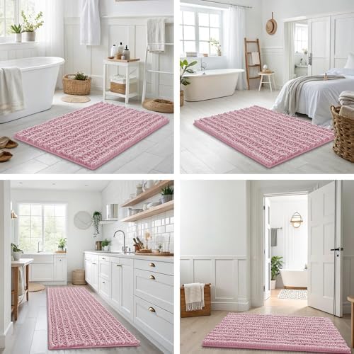 Smiry Bathroom Rugs 40X32, Extra Soft Rubber Backing Chenille Bath Mats - Image 7
