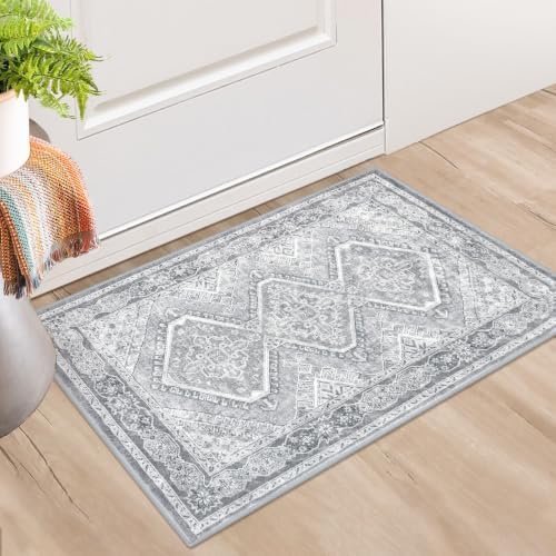 KUTA Rugs for Entryway Oriental Small Washable Area Rug 2x3 Grey by KUTA