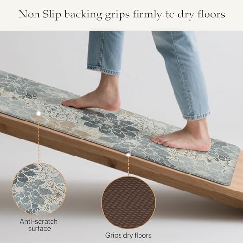 GENIMO Anti Fatigue Kitchen Mats for Floor 2PCS, Standing Rugs, Light Blue - Image 3
