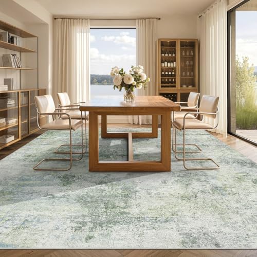 Tortania Area Rug Living Room Rugs - 5x8 Washable Large Soft Neutral Boho Moroccan Bohemian Farmhouse Rug Indoor Floor Carpet for Bedroom Under Dining Table Home Office Decor - Sage Green - Image 2
