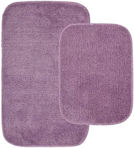 Garland Rug Traditional Nylon Washable Purple 2 Bath Rugs (17" X 24", 21" X 34") - Soft, Absorbent, And Stylish for Your Bathroom by Garland+Rug