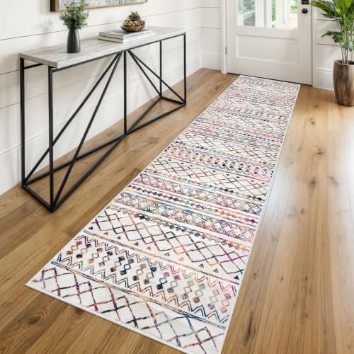 KUTA Moroccan Washable Hallway Runner Rug, 2x8 Vintage Multi-Color Boho by KUTA