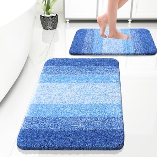 OLANLY Micorfiber Bathroom Rug Set 2 Piece, Soft Bath Mat, Light Royal Blue by OLANLY