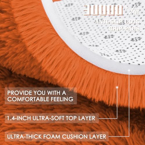 OLANLY Orange Round Rugs for Bedroom - Machine Washable, 6 ft Circle Area Rugs for Living Room, Soft and Fluffy Shaggy Carpet for Teen Girl and Boys, Nursery Rooms, Dorms, Home Decor Aesthetic - Image 7