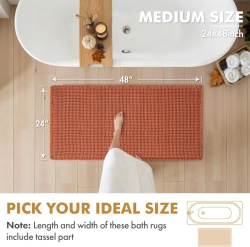 MIULEE Fall Orange Set of 2 Waffle Bathroom Runner Rugs 2'x4'(24"x48") - Image 2