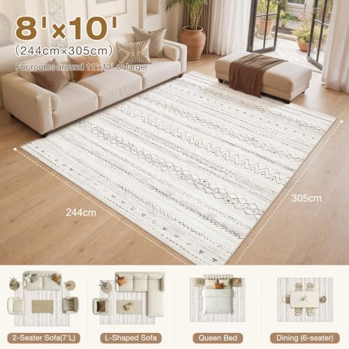cotiled Boho 8x10 Area Rugs for Living Room: Large Moroccan Washable Rug - Image 2