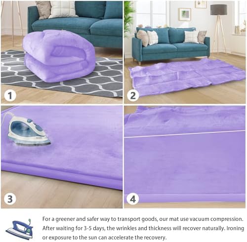 Baby Play Mat for Floor Nursery Muscle Mat Area Rug Playroom Rug 79x110" Elastic Foam 1.3" Thick Crawling Mat for Babies,Toddlers, Infants (Lavender) - Image 6
