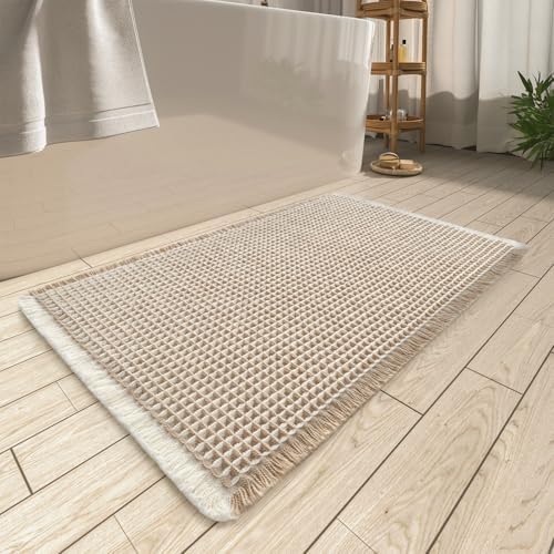 Upgraded Waffle Bath Mat Ultra Absorbent Non Slip Bathroom Mat, 24" x 36" by AMOAMI