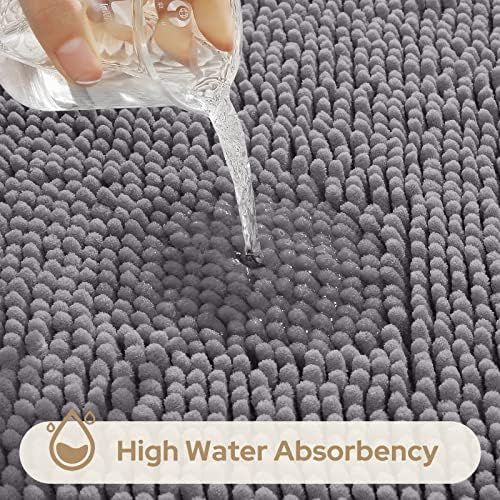 HOMEIDEAS Bathroom Rugs Set of 3, Super Soft Absorbent Chenille Bath Rugs - Image 5