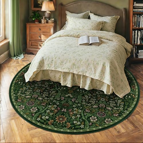 Round Rug 8ft Floral Circle Rug Large Botanical Indoor Area Rug - Image 2