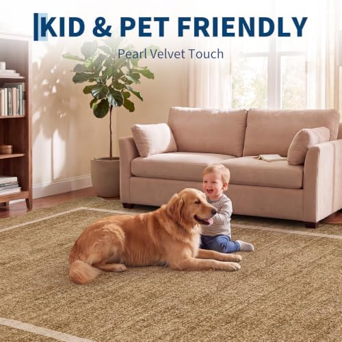 GarveeHome Scalloped Area Rug 4x6 - Washable Non-Slip Entryway Rug, Camel - Image 5