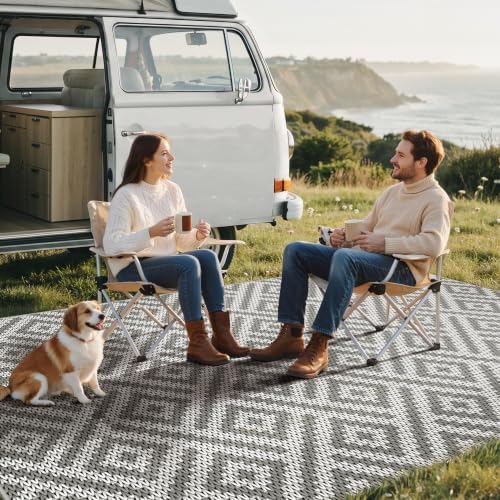 GENIMO Outdoor Rug, Waterproof Plastic Rugs for Patio, 5'x8' Cloud Grey - Image 4