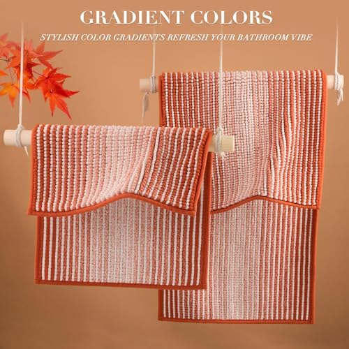 BSICPRO Bathroom Rugs Sets 2 Piece, Non Slip Bath Mats, Sunset Orange - Image 4