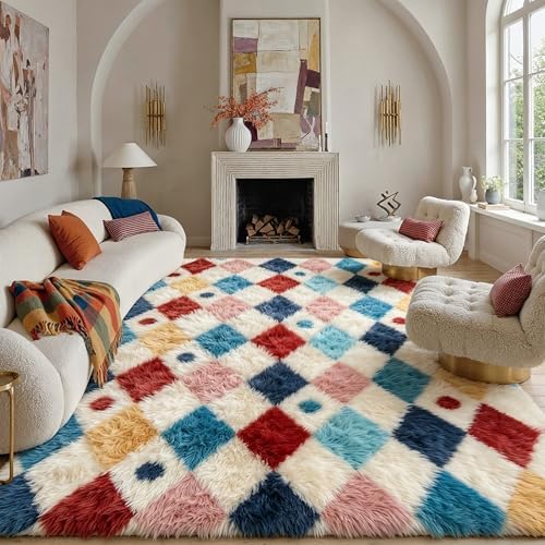 PureCozy Soft Shag Rug 8x10 Living Room High Pile Non-Slip Fluffy Carpet by PureCozy