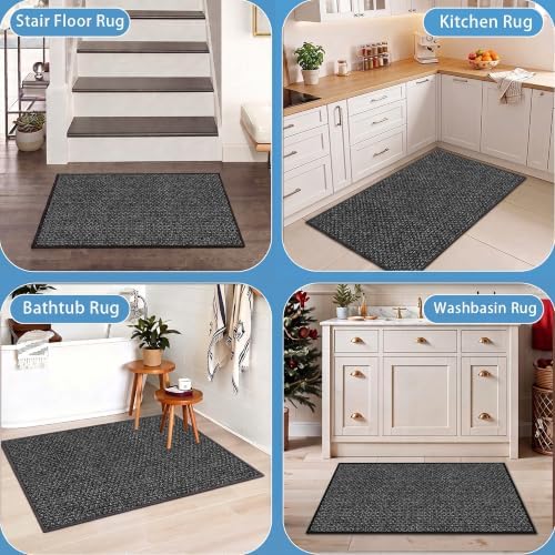 GOYLSER 3ft Jute Runner Rugs for Hallways, Rubber Backed Hall Floor Mat Non Slip, Absorbent Entry Way Runner Rugs Indoor, Black - Image 3