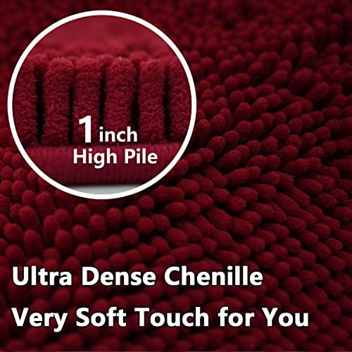 Bathroom Rugs Chenille 3-Piece Extra Soft and Absorbent Shag Bathroom Rugs, Machine Wash Mat, Strong PVC Non-Slip Underside, Plush Carpet Mats (Burgundy) - Image 5