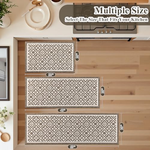 Ileading Kitchen Mat Sets 3 Piece Washable Brown Kitchen Floor Runner Rugs - Image 3