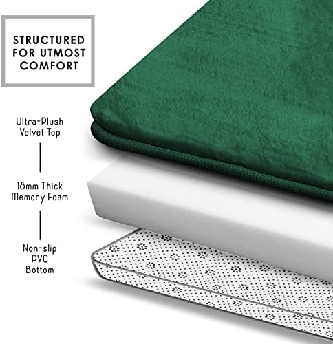 Clara Clark 2 Piece Bathroom Rugs Bath Mat Set, Velvet Memory Foam Bath Mats for Bathroom - Non-Slip, PVC Backing Bath Rugs, Washable - Dries Quickly, Hunter Green - Image 6