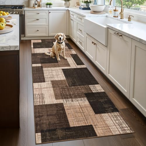 Washable 4x10 Runner Rug for Hallway Kitchen Bedroom, Chocolate - Image 5