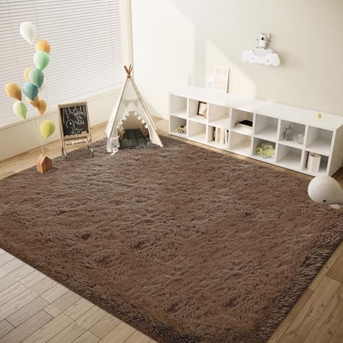 6x9 Area Rug for Living Room: Fluffy Shag Soft Washable Rugs Large Fuzzy Plush Indoor Carpet for Bedroom Nursery Playroom Kids Girls Boys Room (Coffee, 6'x9') - Image 5