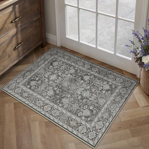 PureCozy Black Small Entryway Rug 2x3 Vintage Traditional Distressed - Image 4