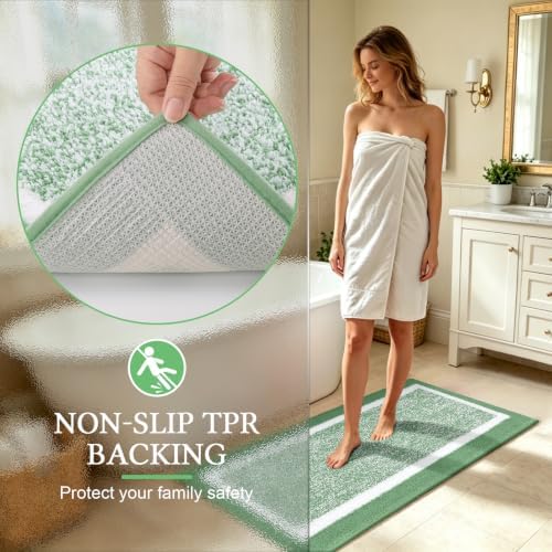 Pauwer Bathroom Rugs Sets 2 Piece, Plush Non Slip Bath Mats, Green - Image 5