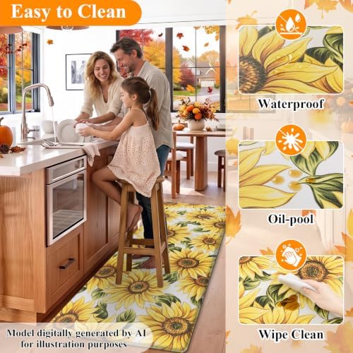 HEBE Fall Kitchen Rugs Set of 2, Anti Fatigue Kitchen Mats for Floor - Image 6