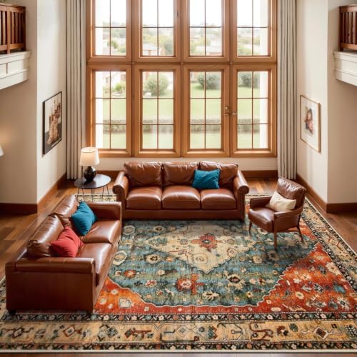 SERISSA 10x14 Washable Non Slip Boho Area Rug for Living Room - Image 2