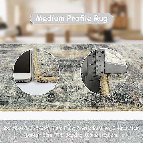 Lahome Modern Abstract Runner Rug - 2x8 Grey Hallway Long Bathroom Rugs with Rubber Backing, Kitchen Carpet Non Skid Indoor Floor Runners for Entryway Laundry Living Bedroom 2' x 8' - Image 5