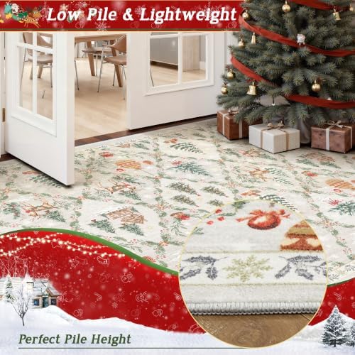 Madane Christmas Kitchen Runner Rug 2x5 Washable Grey Hallway Rugs Non-Slip - Image 6