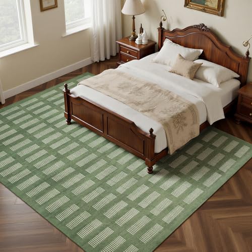 Washable Rugs 8x10 Area Rugs for Living Room,Ultra Soft Faux Wool Retro Carpets,Non Slip Backing,Durable Edge Binding,Stain Resistant,The Large Carpet for Bed Room,Dining Room,Office Decor - Image 5