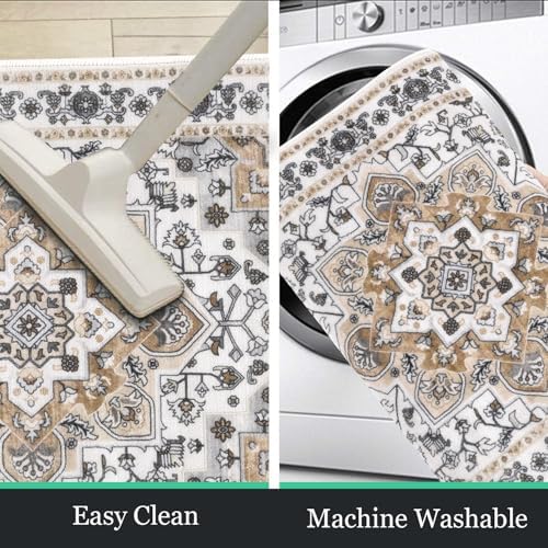 HEBE Boho Kitchen Rugs Set of 3, Non Slip Washable Kitchen Mats for Floor - Image 4