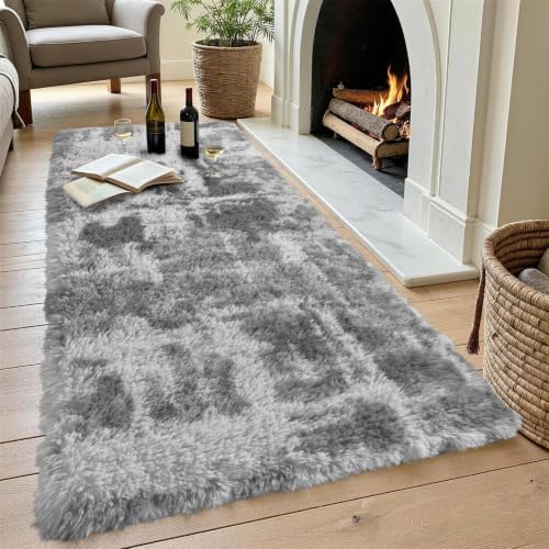 Noahas 2x8 Grey Fluffy Soft Runner Rug Non-Slip for Bedroom Dorm Hallway - Image 4