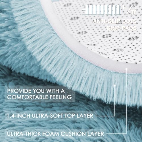 OLANLY Light Blue Round Rugs for Bedroom - Machine Washable, 3 ft Circle Area Rugs for Living Room, Soft and Fluffy Shaggy Carpet for Teen Girl and Boys, Nursery Rooms, Dorms, Home Decor Aesthetic - Image 7