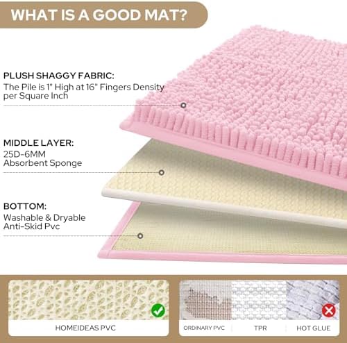 HOMEIDEAS Bathroom Rugs Set of 3, Super Soft Absorbent Chenille Bath Rugs - Image 4