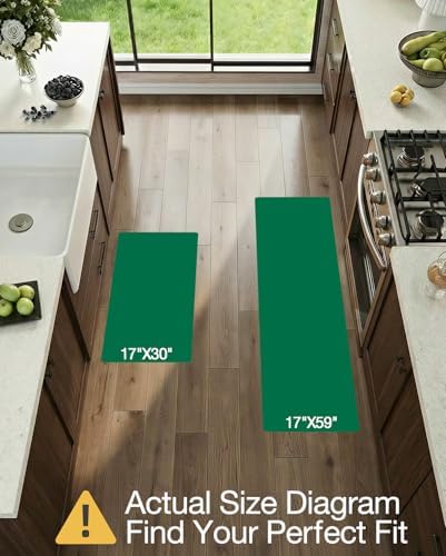 LUMI Kitchen Mats for Floor Set of 2 Cushioned Anti Fatigue, 17x30+17x59 - Image 2