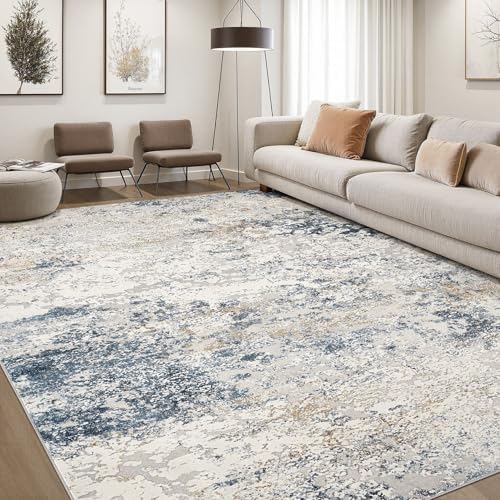 DMOYEST Area Rug Living Room Rugs 9x13 Washable Abstract Beige Blue Carpet by DMOYEST