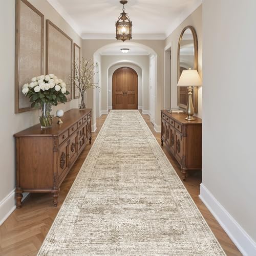 Soalmost Washable 3x18 Hallway Runner Rug Non-Slip Kitchen Entry Rugs Brown - Image 3