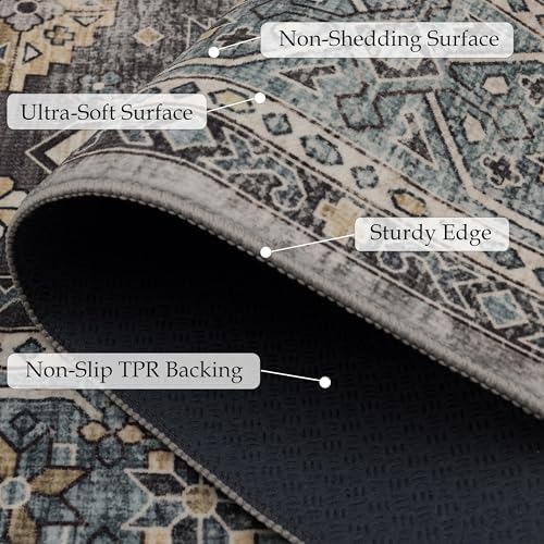 Ruaruarug Washable Area Rug 4×6 for Living Room, Ultra Soft, Silver - Image 2